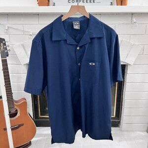 Vintage 90's Oakley Metal Chrome Logo Software Camp Collar Short Sleeve Shirt